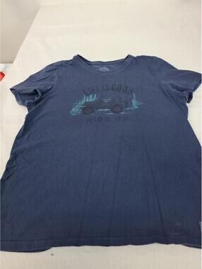 Life is Good Classic Tee Ride On Graphic T-Shirt Navy Blue